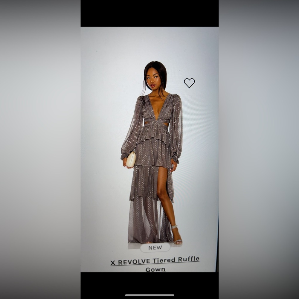 X REVOLVE Tiered Ruffle Gown in Grey
For Love & Lemons